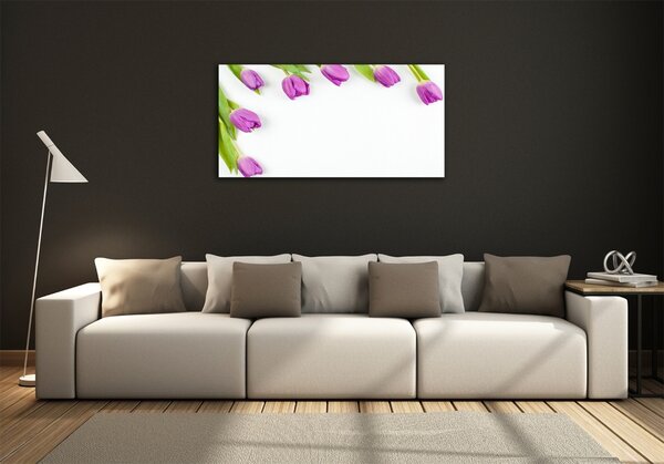 Moderní skleněný obraz z fotografie Fialové tulipány osh-78573099