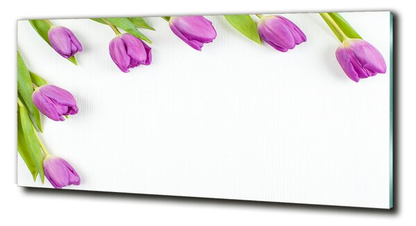 Moderní skleněný obraz z fotografie Fialové tulipány osh-78573099