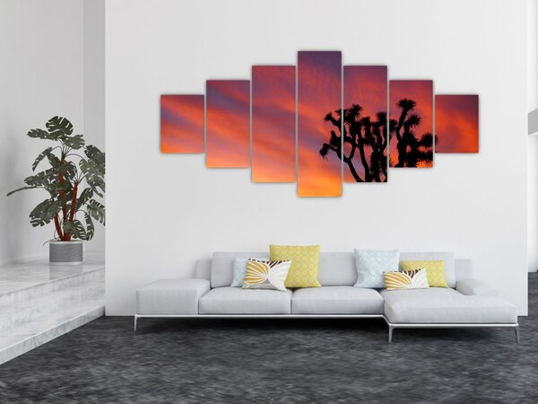 Obraz západu slunce nad siluetou stromu (210x100 cm)