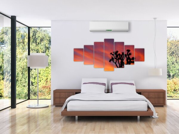 Obraz západu slunce nad siluetou stromu (210x100 cm)