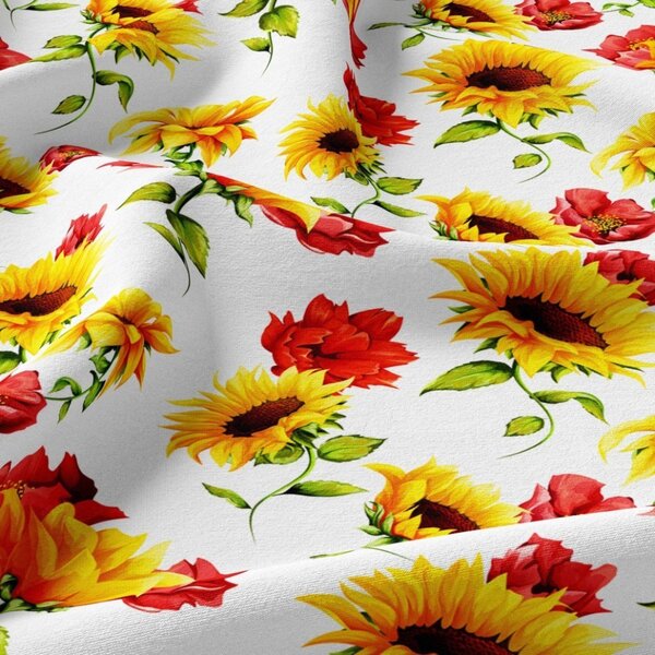Závěs na řasící pásce MIGD187 slunečnice a divoké máky 140x160 cm Barva Vícebarevná Rozměry 140x160 cm