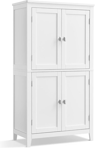 Koupelnová skříň, volně stojící skříň 4 dveře, 30 x 60 x 110 cm, bílá