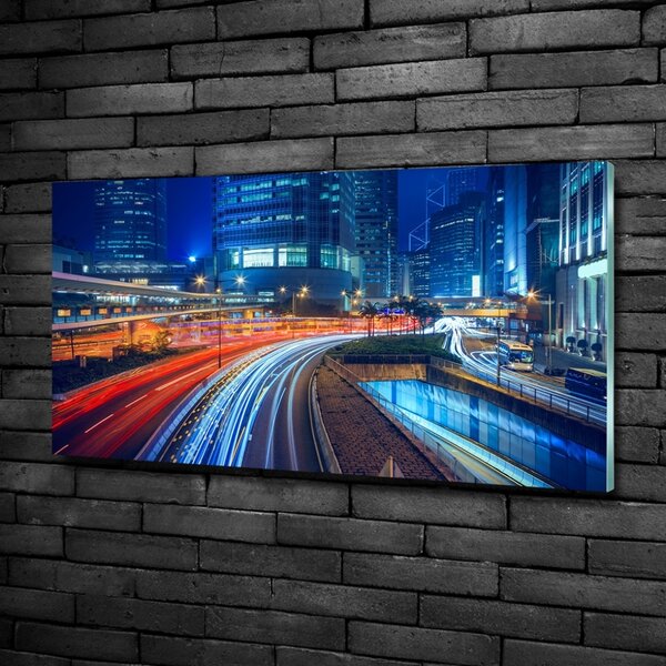 Foto-obraz fotografie na skle Noční Hongkong osh-79070219