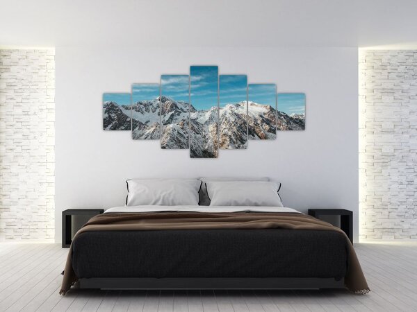 Obraz zasněžených vrcholků, Fiordland (210x100 cm)