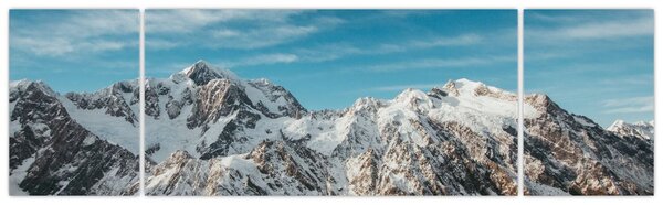 Obraz zasněžených vrcholků, Fiordland (170x50 cm)