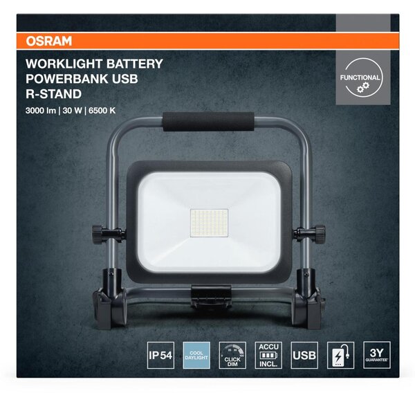 LEDVANCE LED pracovní reflektor Worklight Value Battery 30 W 5 V 6500 K stmívatelný IP54
