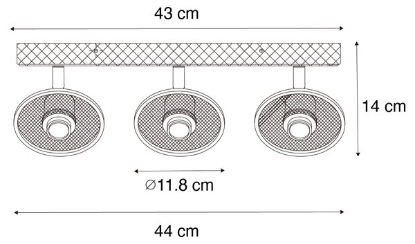 Průmyslové stropní bodové svítidlo černé se dřevem 3-světlo - Jasmine