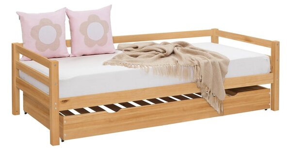 Dětská postel z borovicového dřeva s výsuvným lůžkem v přírodní barvě 90x200 cm Alpi – Støraa