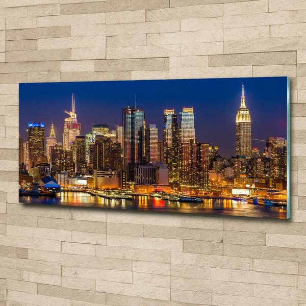 Foto obraz sklo tvrzené Manhattan noc osh-79599007