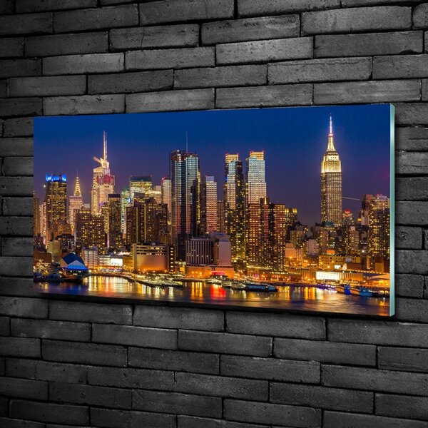 Foto obraz sklo tvrzené Manhattan noc osh-79599007