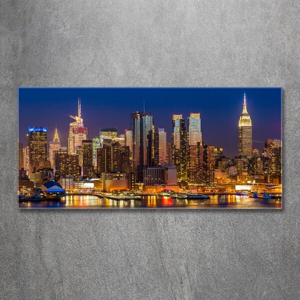 Foto obraz sklo tvrzené Manhattan noc osh-79599007