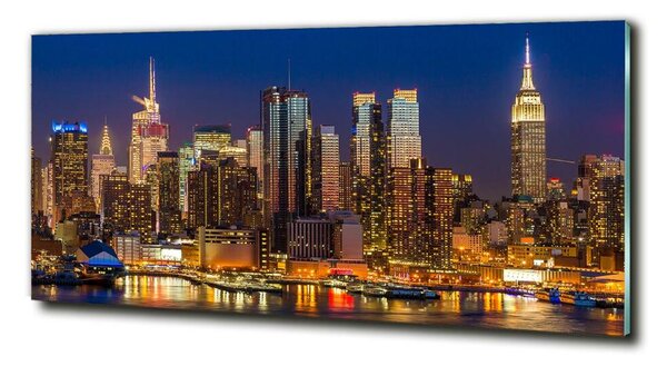 Foto obraz sklo tvrzené Manhattan noc osh-79599007