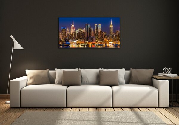 Foto obraz sklo tvrzené Manhattan noc osh-79599007