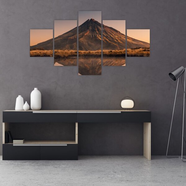 Obraz odrazu hory Taranaki, Nový Zéland (125x70 cm)