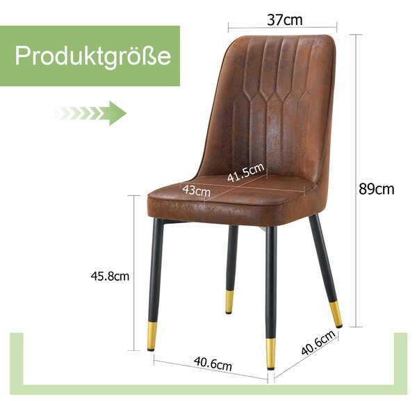 Sada dvou jídelních židlí, potah z technické tkaniny, opěradlo, kovové nohy, univerzální design (hnědá + černá)
