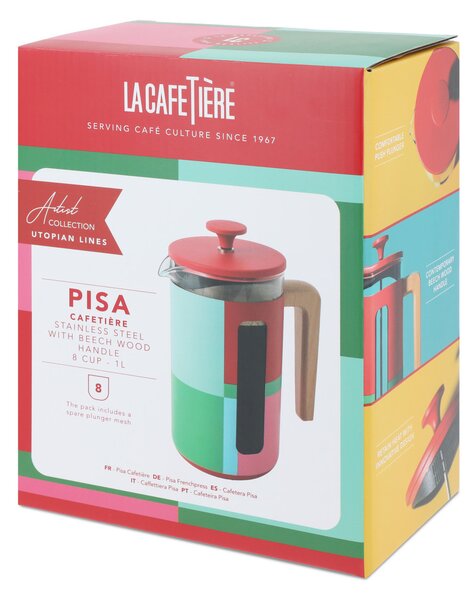 KitchenCraft French Press La Cafetiere PISA na 8 šálků, Utopian Lines LCPISA8CPBLOCK