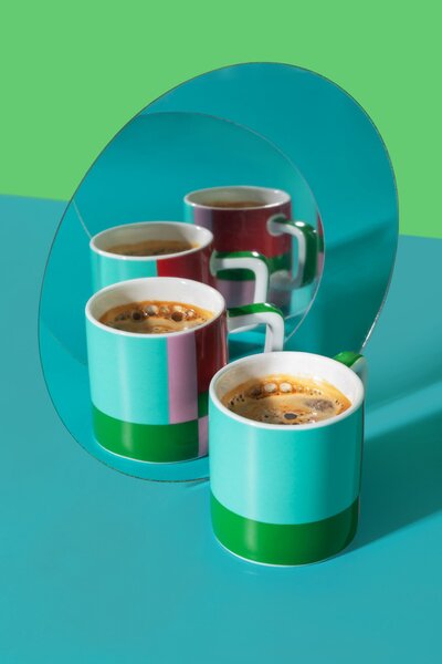 KitchenCraft Espresso šálek La Cafetiere Utopian Lines, 120 ml zeleno růžový LCESP03