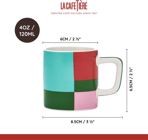 KitchenCraft Espresso šálek La Cafetiere Utopian Lines, 120 ml zeleno růžový LCESP03