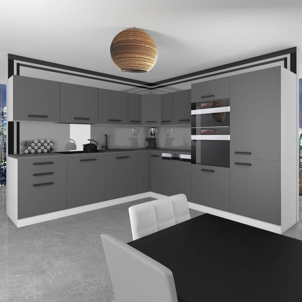 Kuchyňská linka Belini Premium Full Version 540 cm šedý mat s pracovní deskou JANE