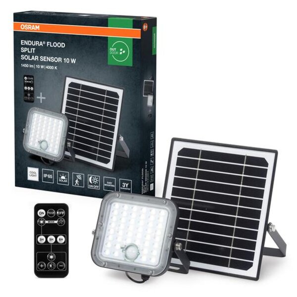 LEDVANCE LED solární reflektor Endura Flood Split Sensor 10 W 4000 K PIR dálkové ovládání stmívatelný
