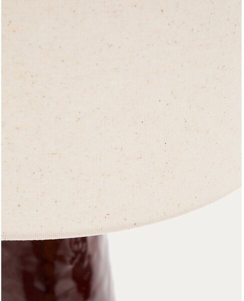 Červená/bílá stolní lampa s textilním stínidlem (výška 49 cm) Drava – Kave Home