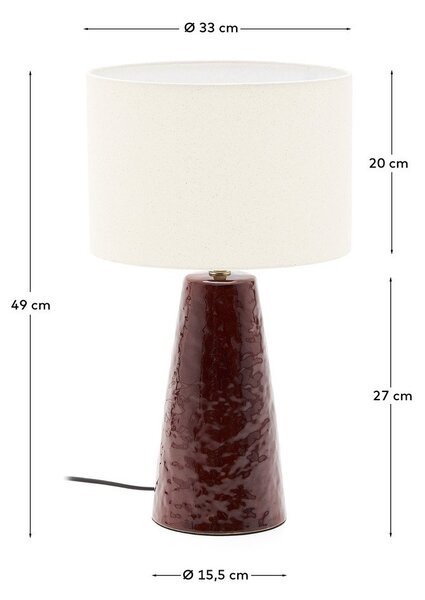 Červená/bílá stolní lampa s textilním stínidlem (výška 49 cm) Drava – Kave Home