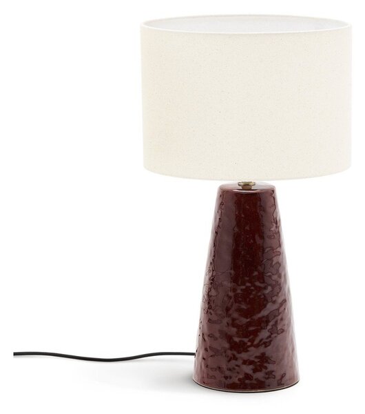 Červená/bílá stolní lampa s textilním stínidlem (výška 49 cm) Drava – Kave Home