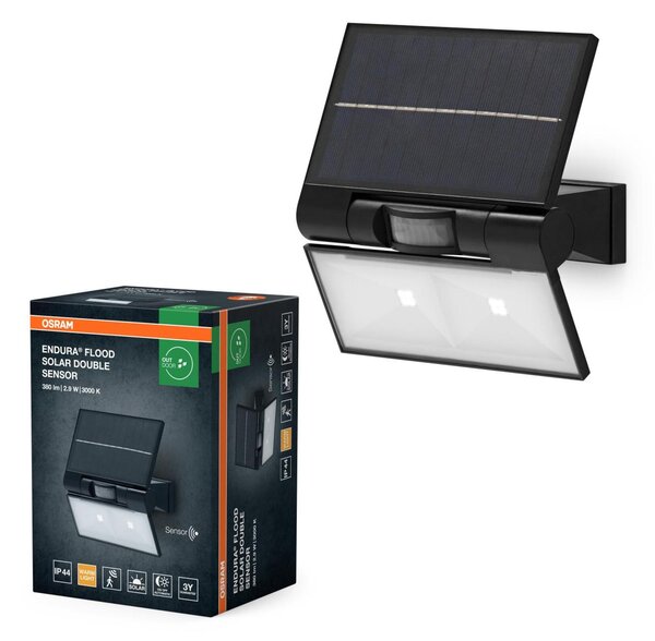 LEDVANCE solární LED reflektor ENDURA Flood Double Sensor 2,9 W 380 lm 3000 K stmívatelný s čidlem