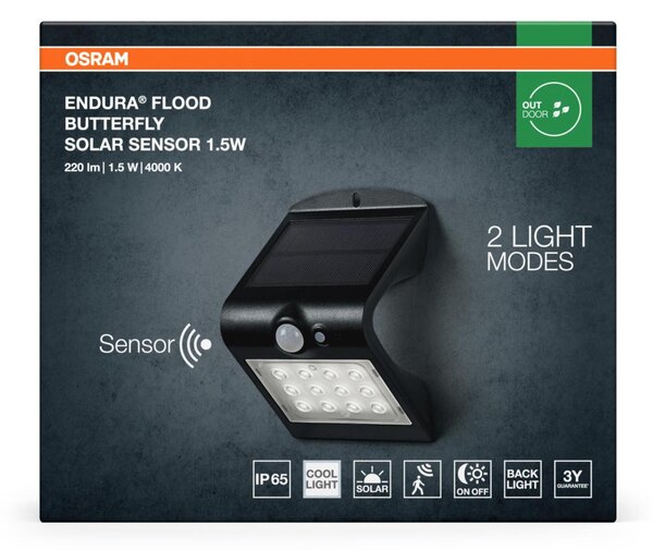 LEDVANCE solární LED venkovní svítidlo Endura Flood Butterfly 1,5 W 4000 K senzor IP65