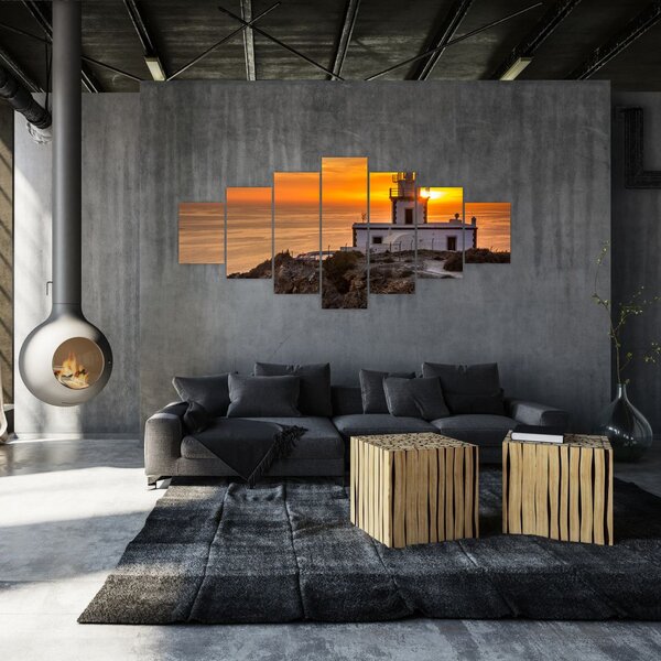 Obraz majáku při západu slunce (210x100 cm)