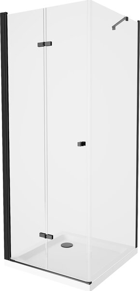 Mexen Lima sprchový kout, dveře skládací 100 x 100 cm, transparentní, černá + vanička Flat, bílá - 856-100-100-70-00-4010B