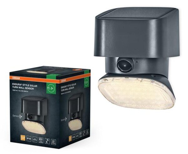 LEDVANCE solární nástěnné svítidlo Endura Style Solar Turn Sensor 10,3 W 3000 K PIR senzor stmívatelné