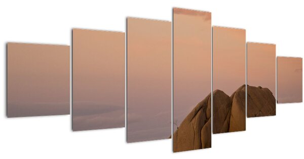 Obraz západu slunce ve skalách (210x100 cm)
