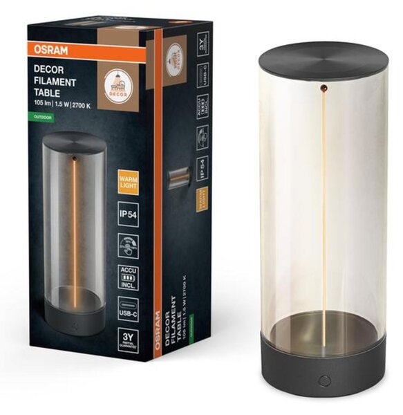 LEDVANCE stolní LED svítidlo ENDURA Style Decor Filament 1,2 W 5 V USB stmívatelné IP54