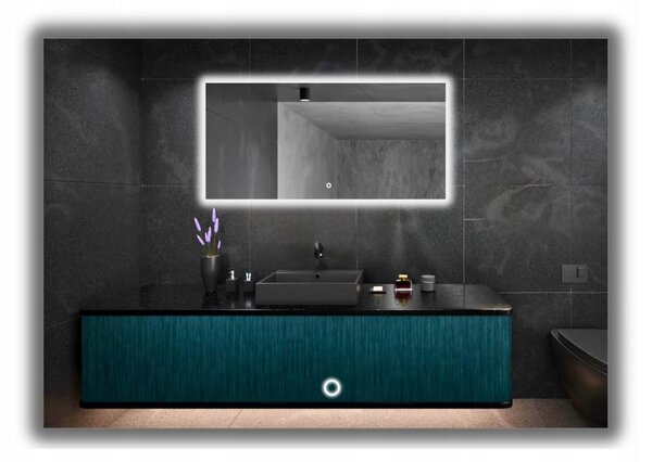 Zrcadlo s LED osvětlením, rozměry 115x100 cm, vodotěsné, s dotykovým spínačem