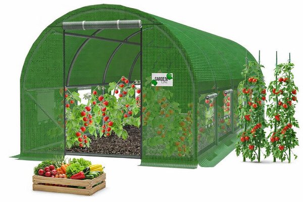 Zahradní fóliovník zelený, rolovací dveře 800x300 cm TUN5620