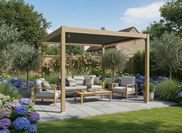 Zahradní pergola SIENA hnědá 300x300 cm RIT1415