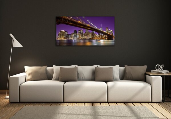 Foto obraz skleněný horizontální Manhattan noc osh-81069964