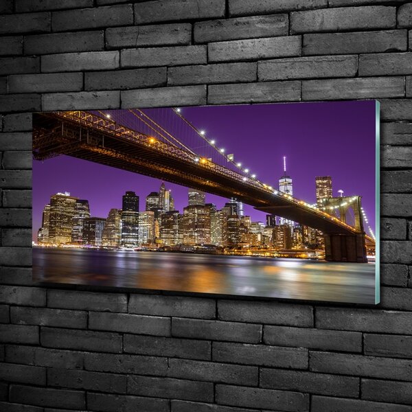 Foto obraz skleněný horizontální Manhattan noc osh-81069964