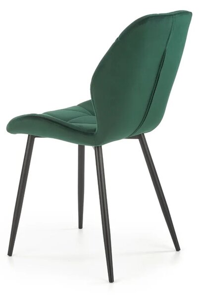 Jídelní židle K-453 48x86x53 cm sametová čalouněná židle do jídelny tmavě zelená