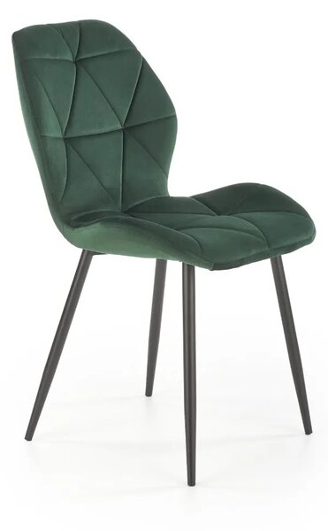 Jídelní židle K-453 48x86x53 cm sametová čalouněná židle do jídelny tmavě zelená