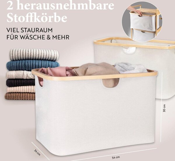 Hennez Bambusová komoda do koupelny, 84,5 cm, 57x34 cm, úložná skříň Hennez, bambusový design, světle šedá barva – pro uskladnění a úložný prostor pro domácí potřeby