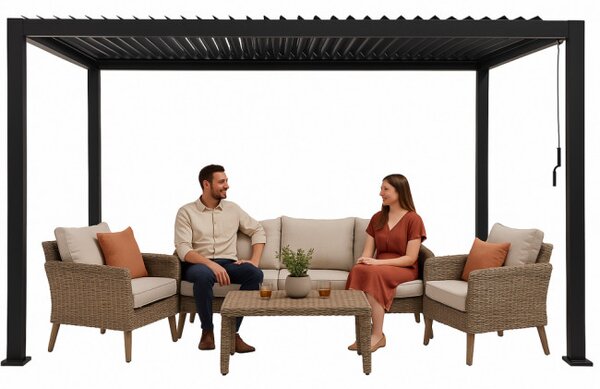 Zahradní pergola LAMELA černá 300x400 cm