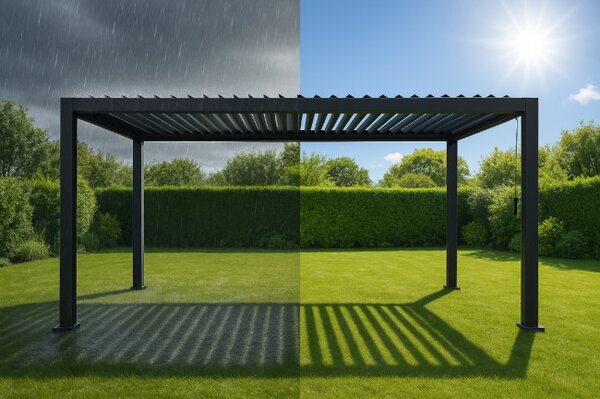 Zahradní pergola LAMELA černá 300x400 cm