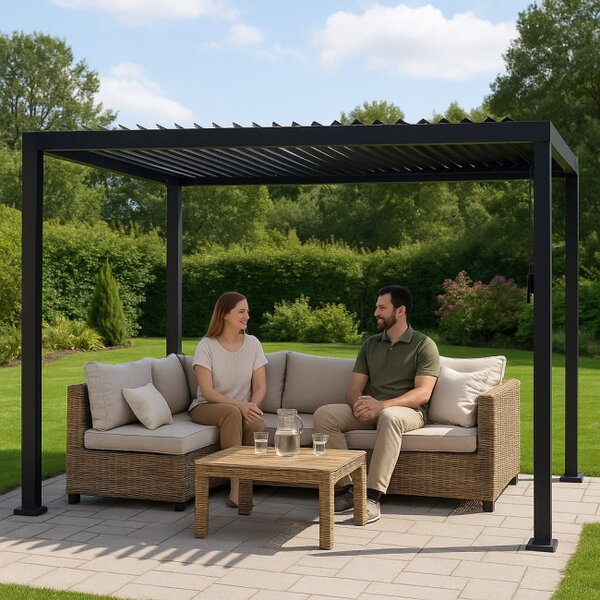 Zahradní pergola LAMELA černá 300x400 cm