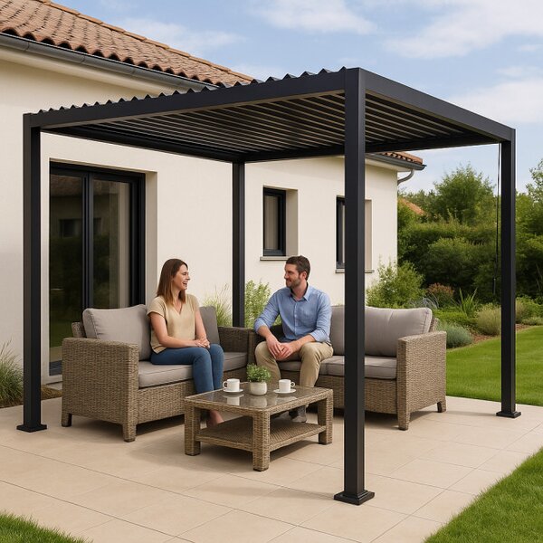 Zahradní pergola LAMELA černá 300x400 cm