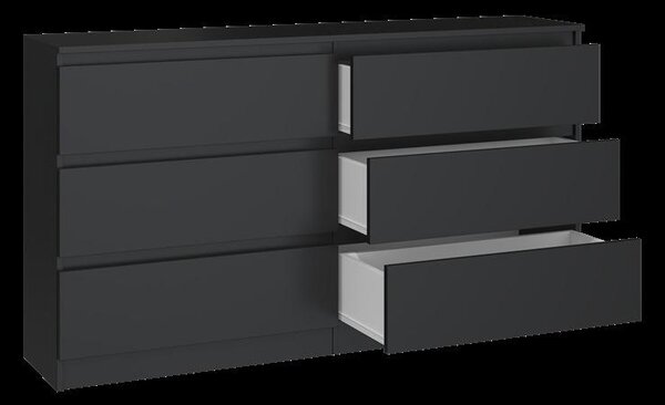Topeshop M6 140 CZAR 2X3, Černá, 6 zásuvka/zásuvek, Dřevotřískové desky, Jednobarevný, Moderní, Dřevotřískové desky