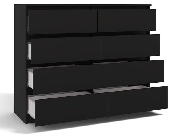 Topeshop M8 120 CZERŃ, Černá, 8 zásuvka/zásuvek, Dřevotřískové desky, Jednobarevný, Moderní, Dřevotřískové desky