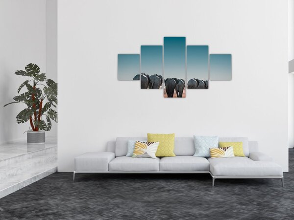 Obraz - Odchod slonů (125x70 cm)