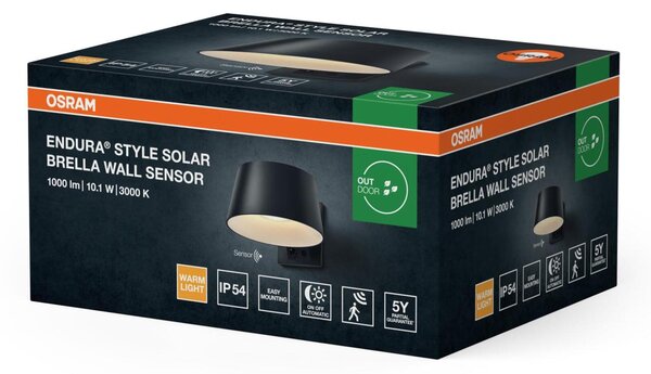 LEDVANCE venkovní solární nástěnné svítidlo Endura Style Brella 10,1 W 930 lm 3000 K senzor stmívatelné